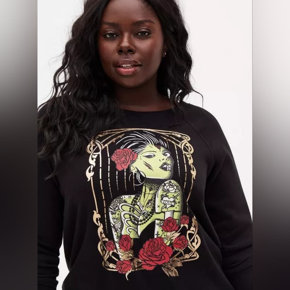 torrid Tops - Torrid  Zombie Girl Fleece Sweatshirt - Black